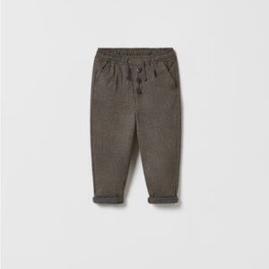 Zara Baby/Toddler Plaid Pull-On Pants Gray 18–24M NWT Elastic Waist